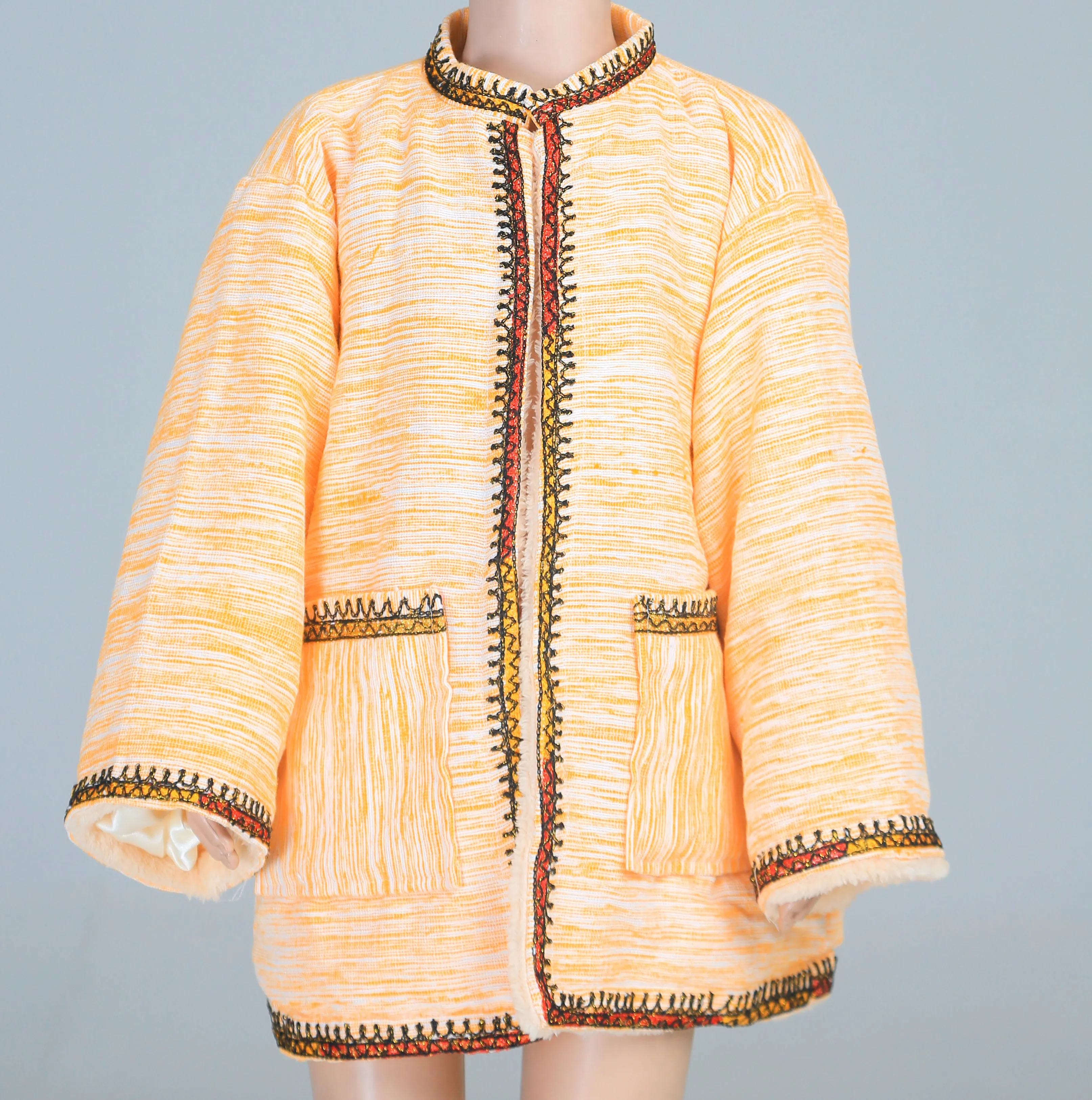 Short Collar Dove Embroidery Handmade Cotten Night Robe