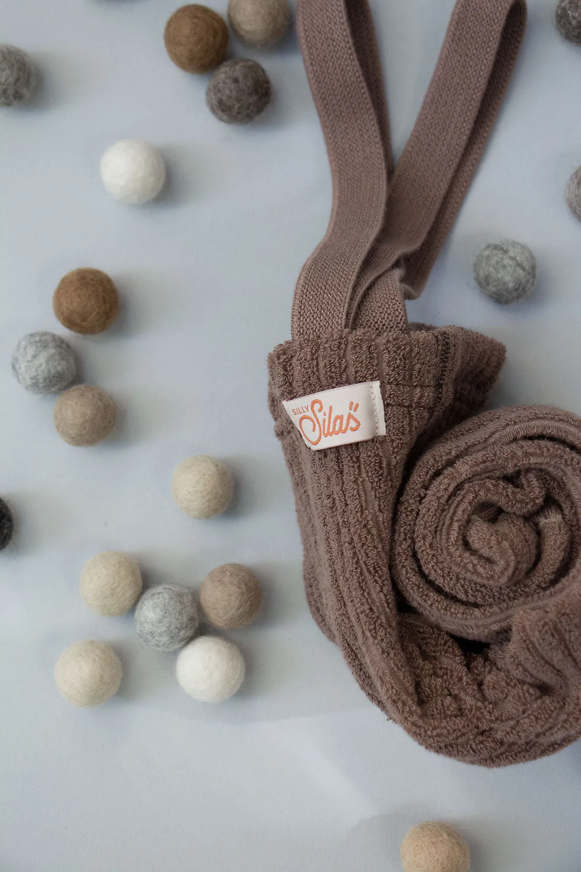 Silly Silas Soft Terry Rib Tights with Braces - Granola