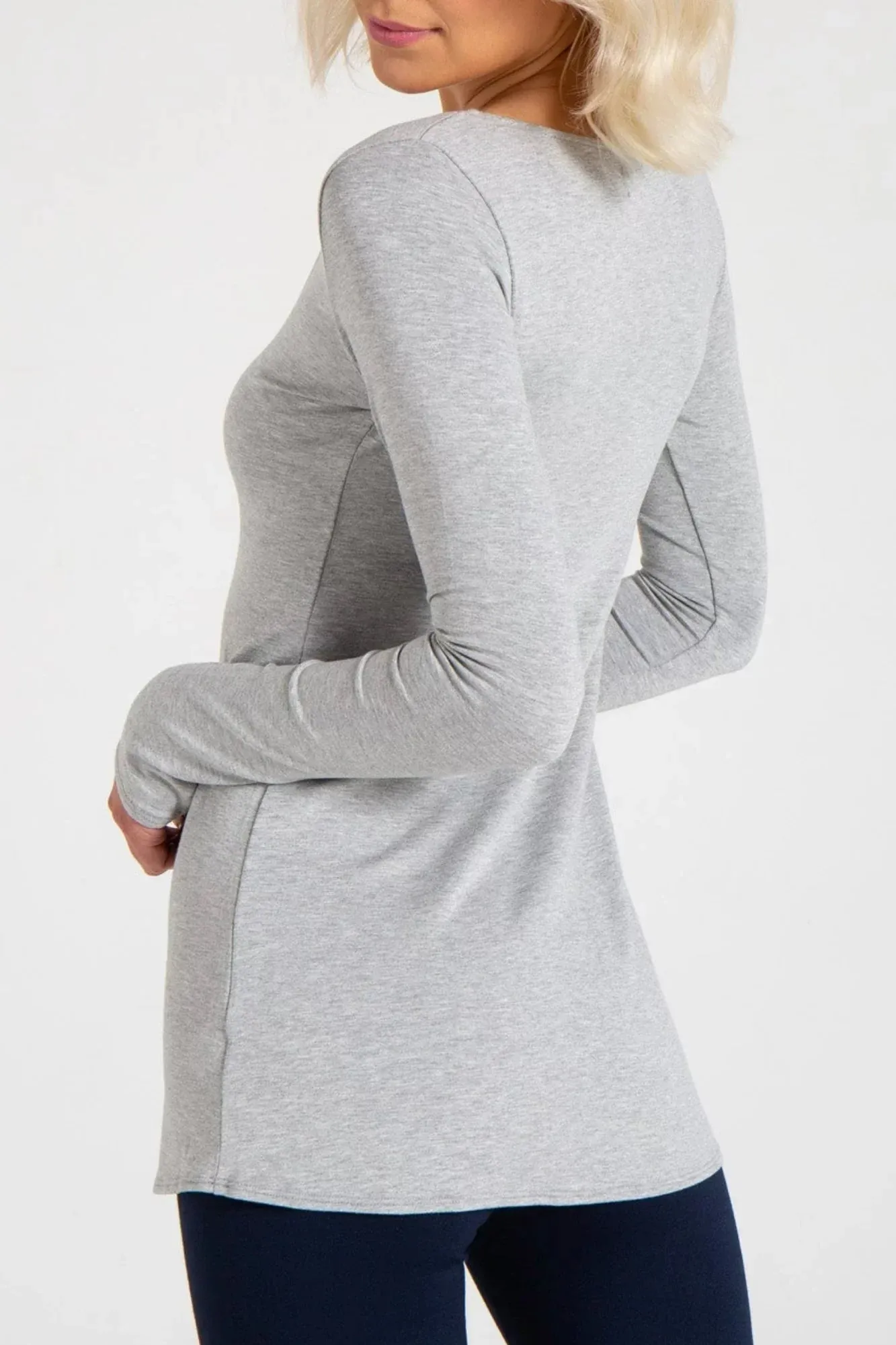SONJA LONG SLEEVE TEE TUNIC (HEATHER GREY)