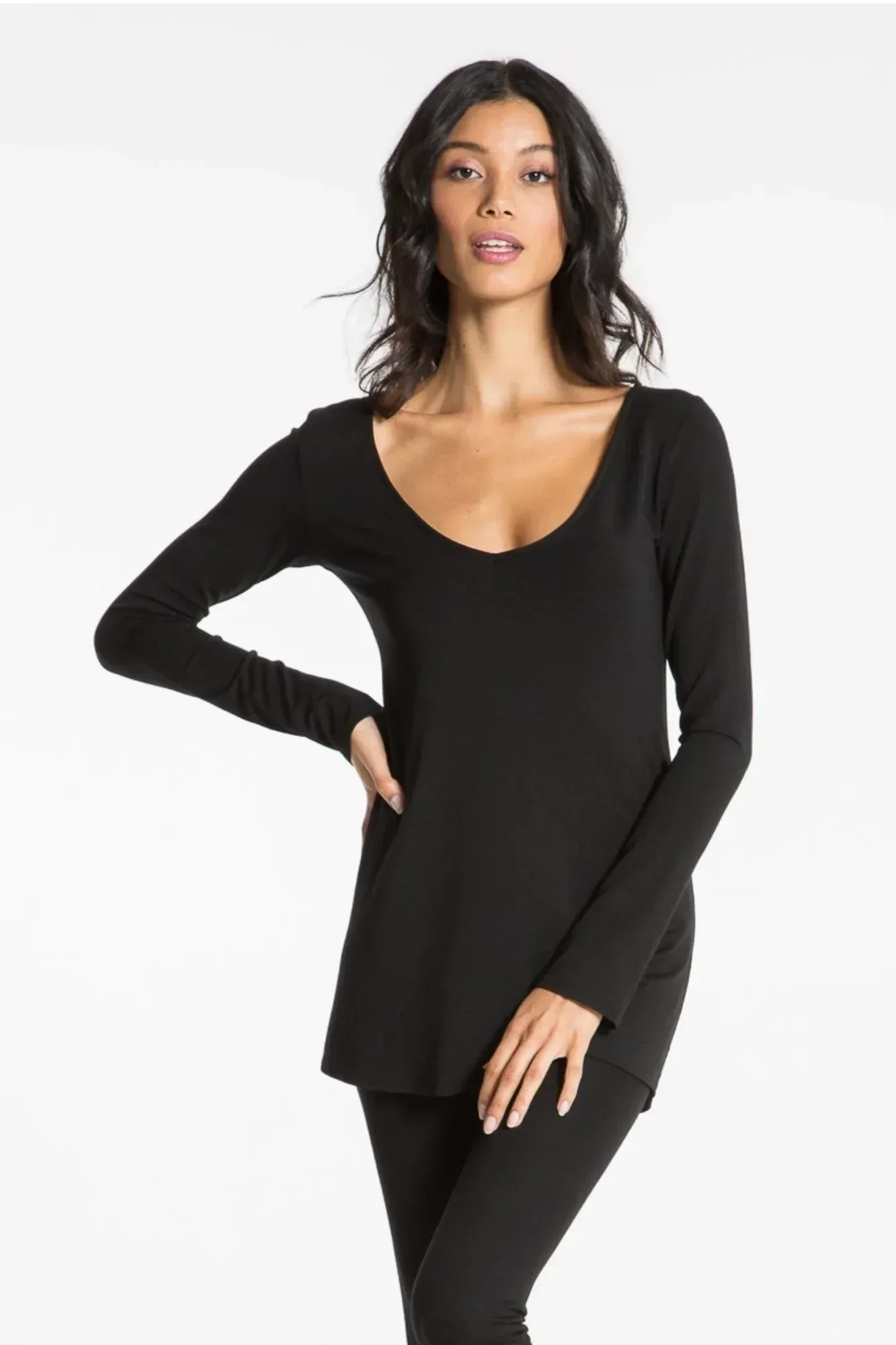 SONJA LONG SLEEVE TEE TUNIC (HEATHER GREY)