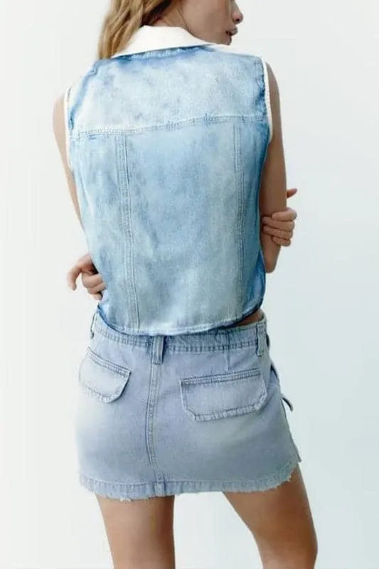 TA934 Satin Denim Effect Print Shirt