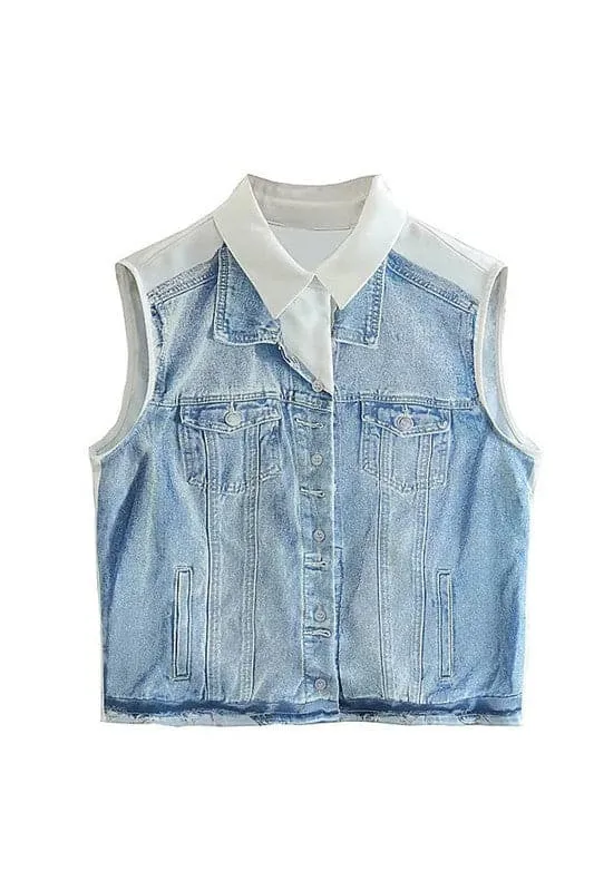 TA934 Satin Denim Effect Print Shirt