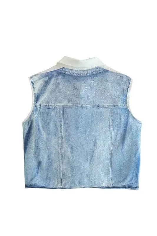 TA934 Satin Denim Effect Print Shirt