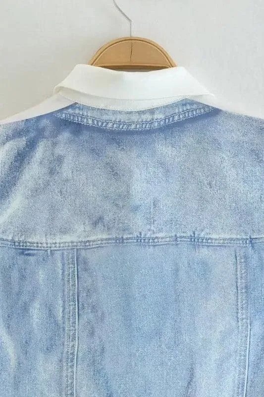 TA934 Satin Denim Effect Print Shirt