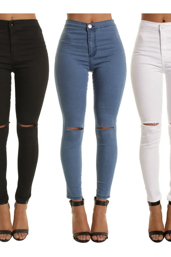 Thin Knee Holes And Feet Casual Pants