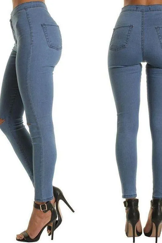 Thin Knee Holes And Feet Casual Pants
