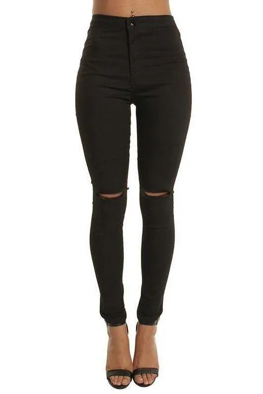 Thin Knee Holes And Feet Casual Pants