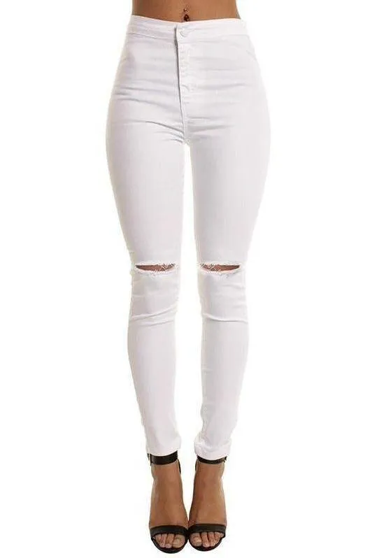 Thin Knee Holes And Feet Casual Pants