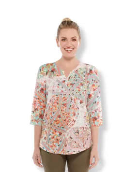 TUNIC 2 ABSTRACT TANGERINE TOP