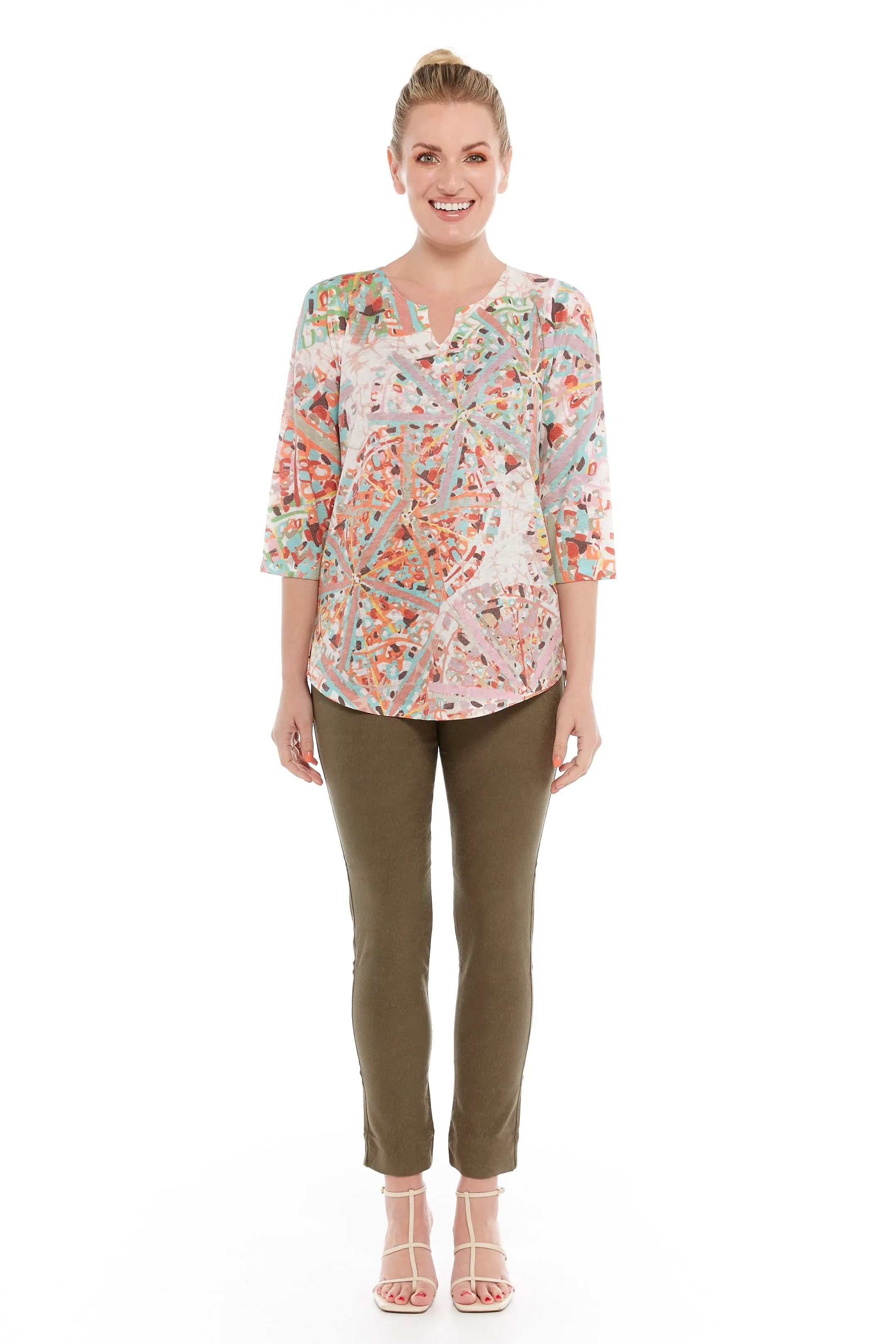 TUNIC 2 ABSTRACT TANGERINE TOP