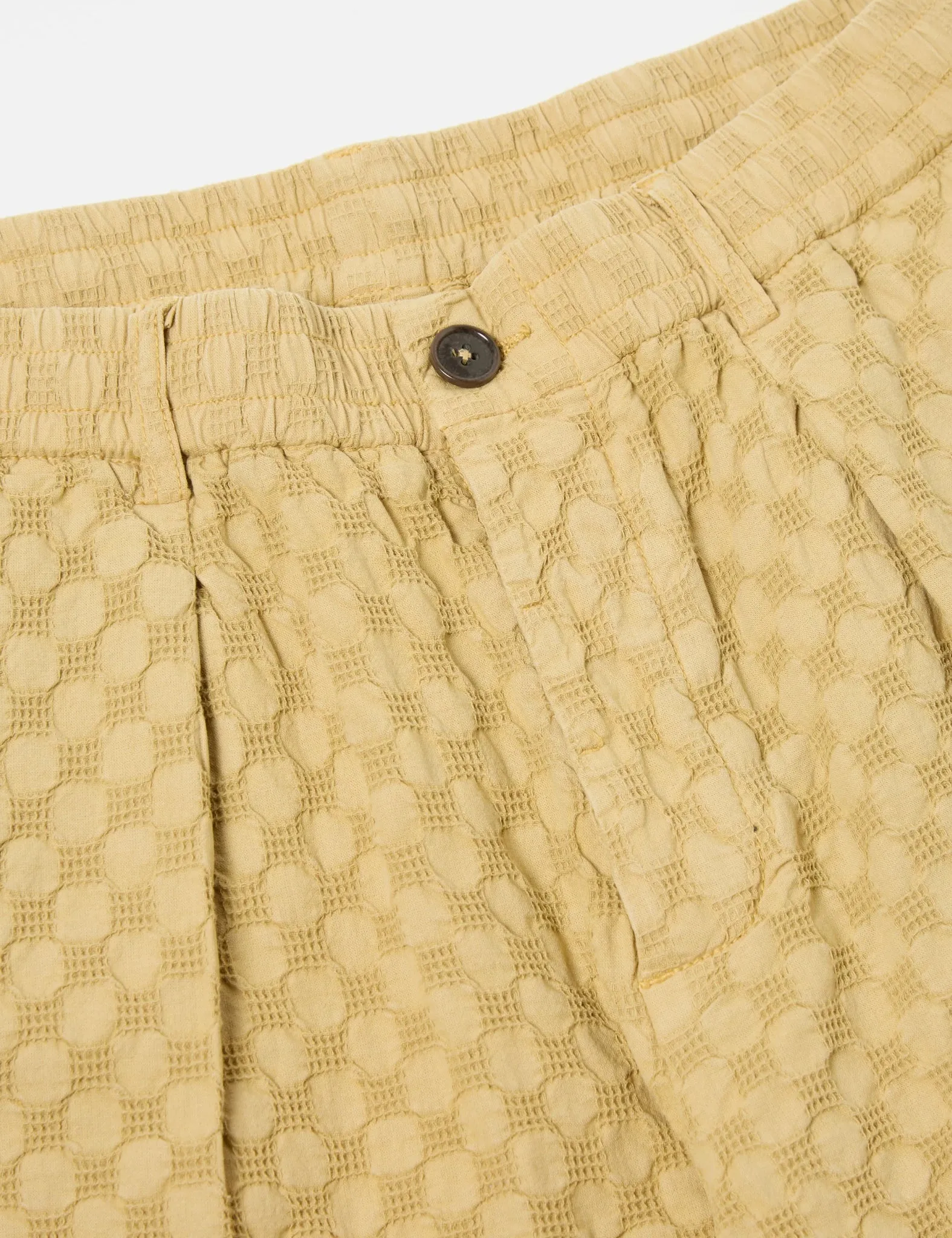 Universal Works Pleated Track Shorts (Dot Waffle) - Camel