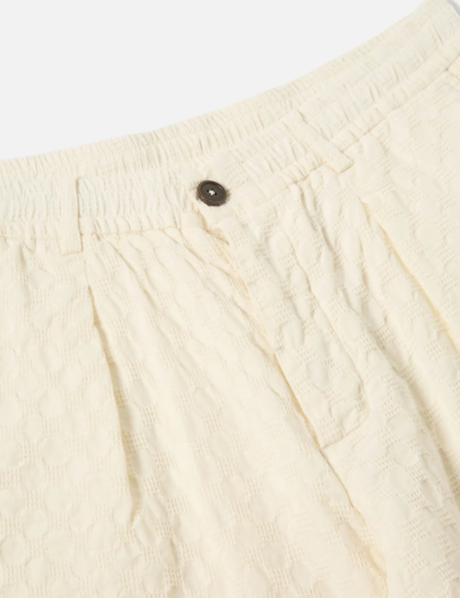 Universal Works Pleated Track Shorts (Dot Waffle) - Ecru
