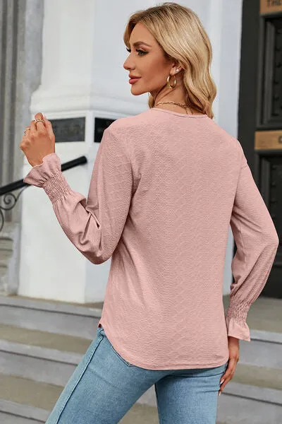 V-Neck Flounce Sleeve T-Shirt