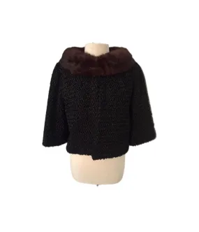 Vintage 1960s Short Coat with Mink Fur Collar