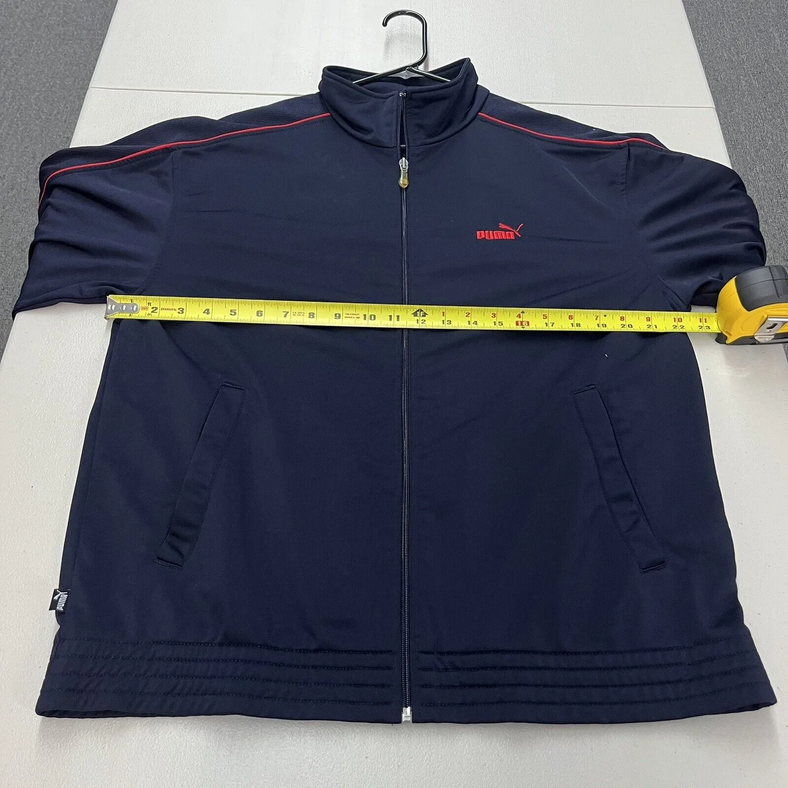 Vtg 2000s Y2K Puma Track Jacket Men's M Navy Red Stripe Zip Up