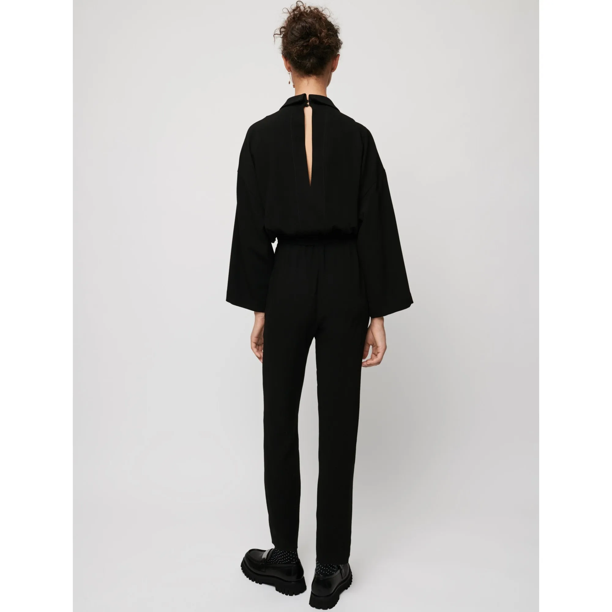 Women Belted Jumpsuit - Black