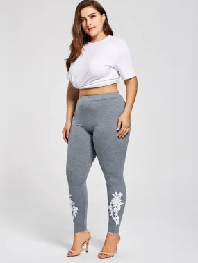 Women's Casual Skinny Floral Leggings | Plus Size