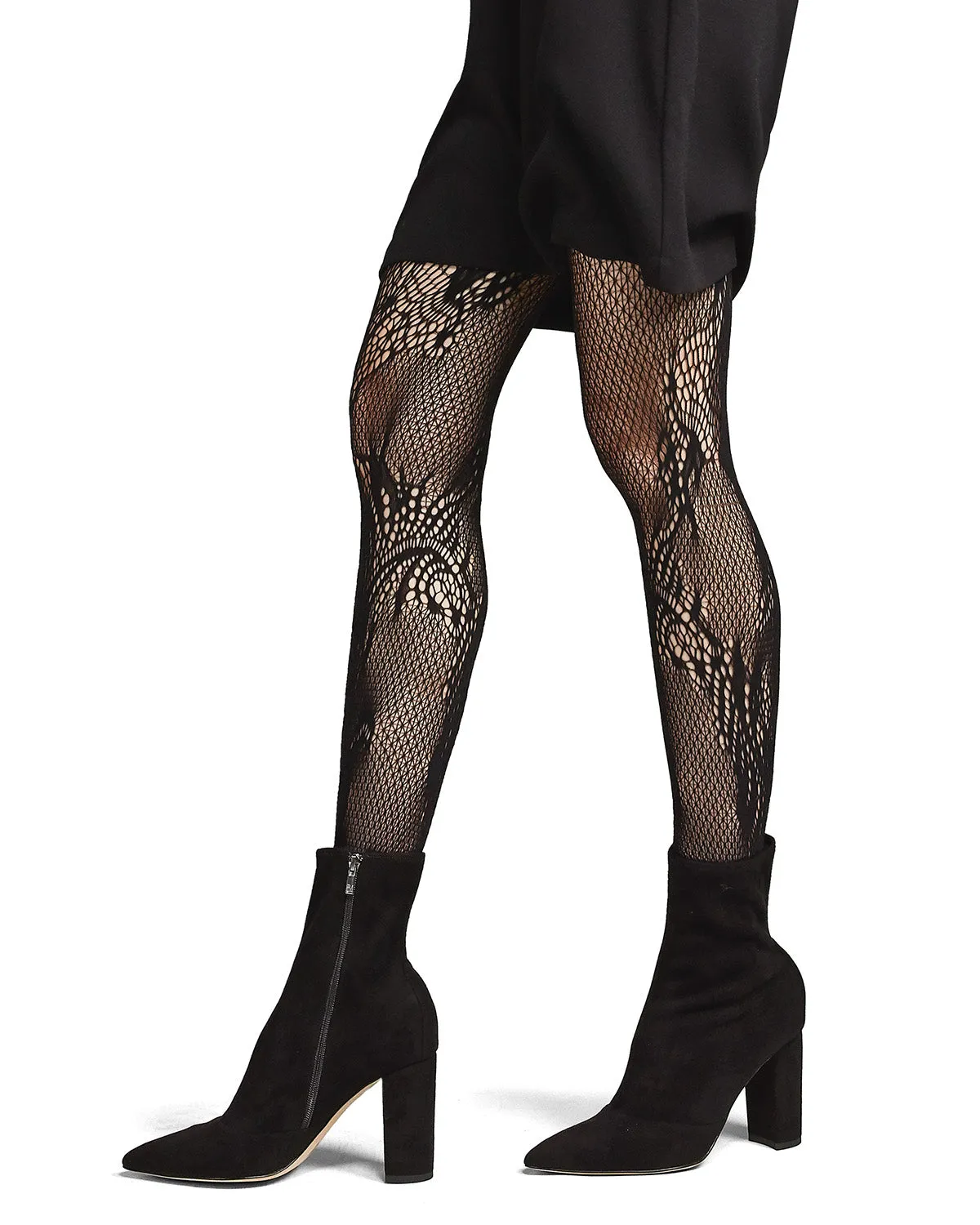 Women's Feather Lace Nylon Net Tights