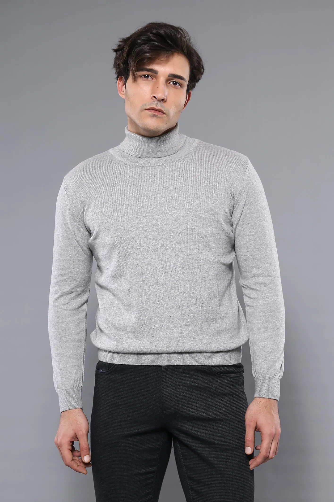 WSS Turtleneck Grey Men Sweater  - Pesaro