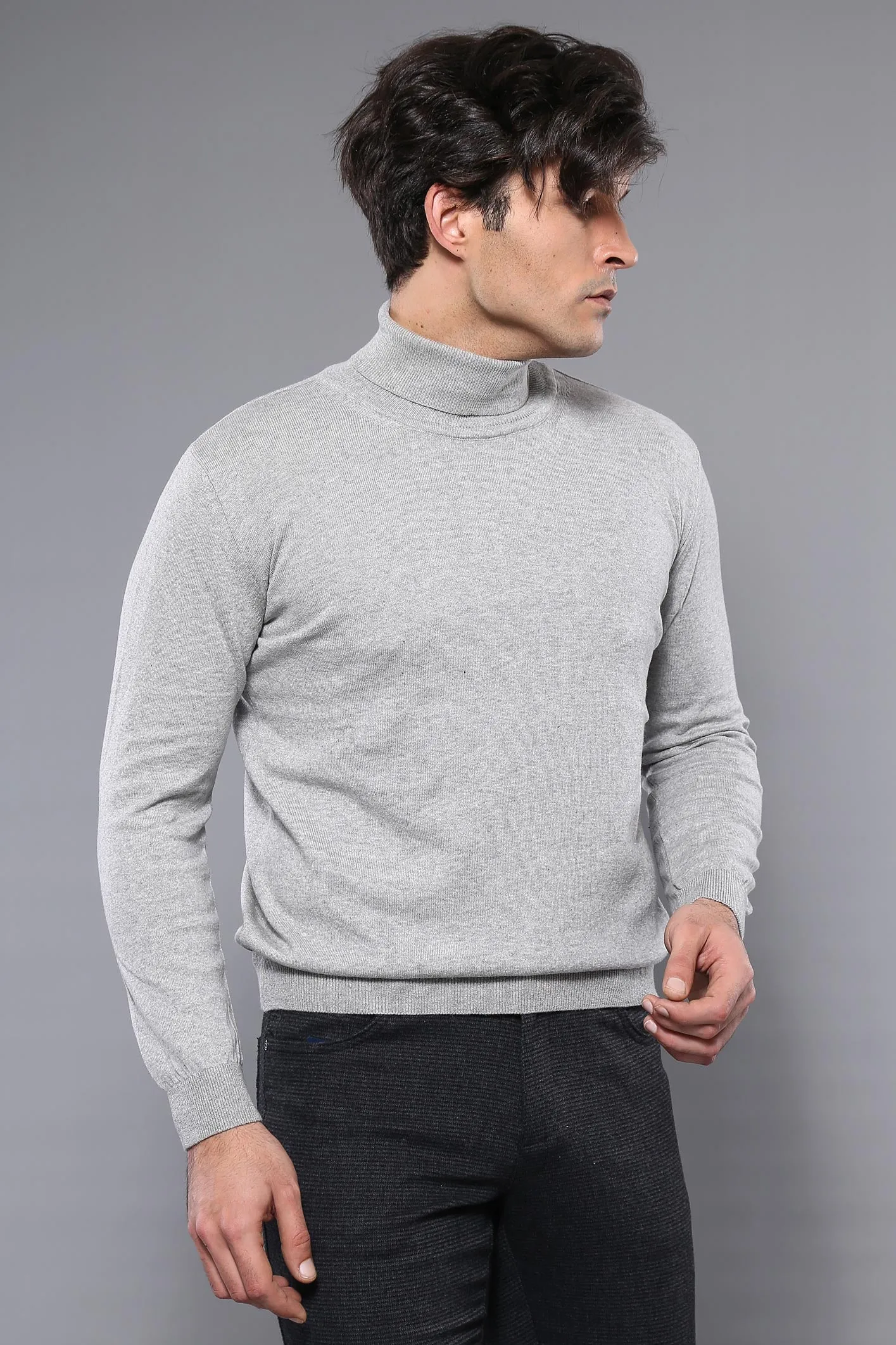 WSS Turtleneck Grey Men Sweater  - Pesaro