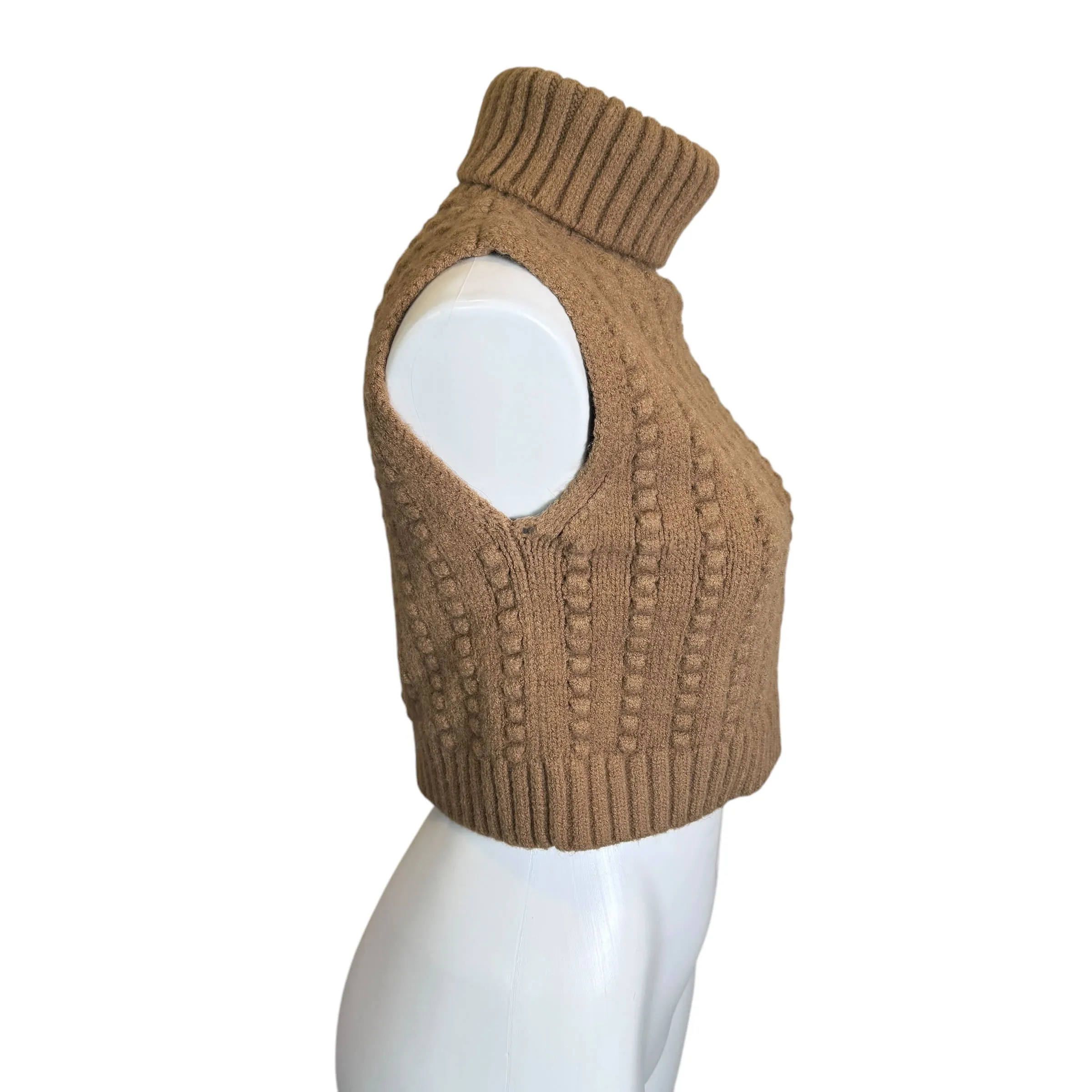 Zara | Women's Brown Bubble Zip Back Sleeveless Sweater | Size: S