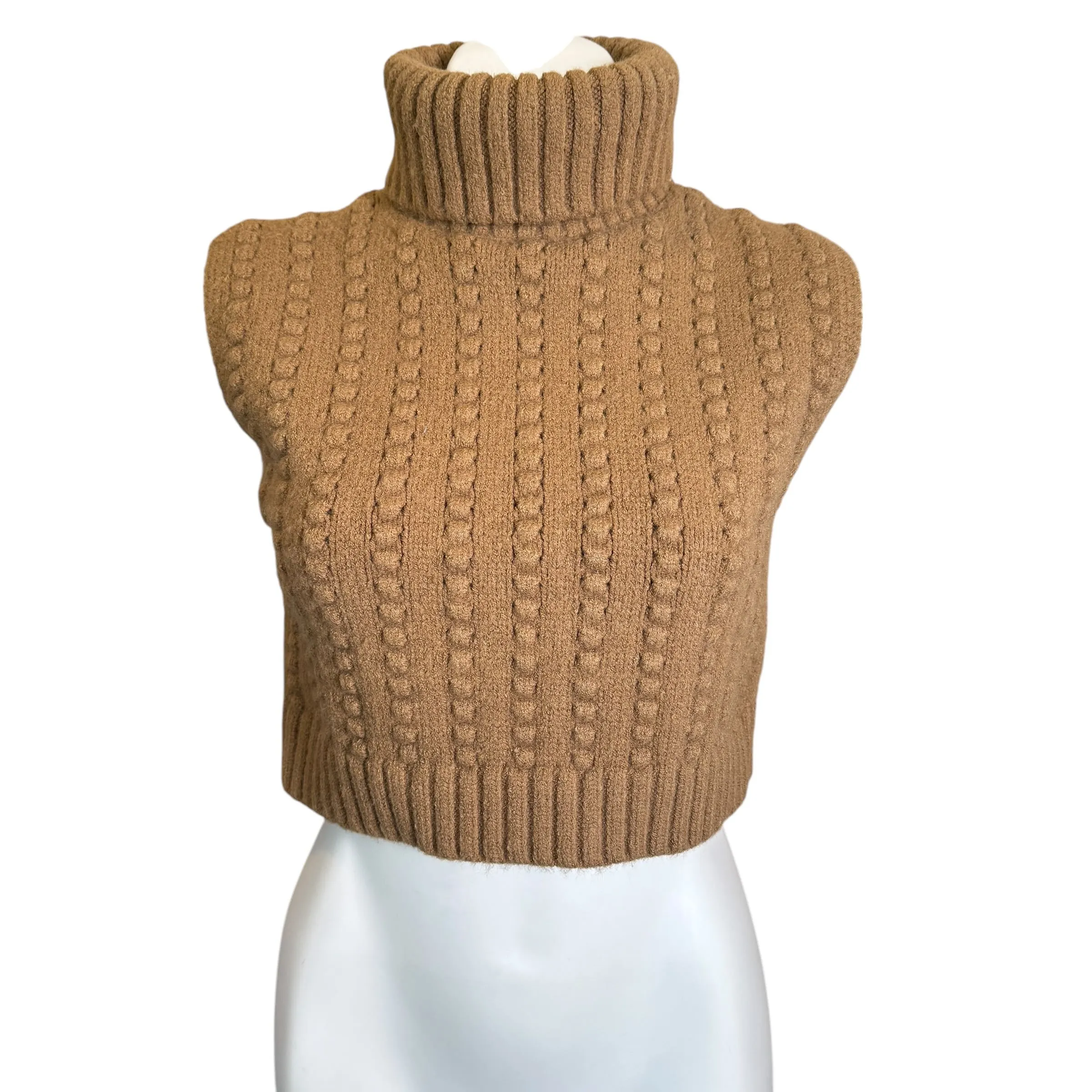 Zara | Women's Brown Bubble Zip Back Sleeveless Sweater | Size: S